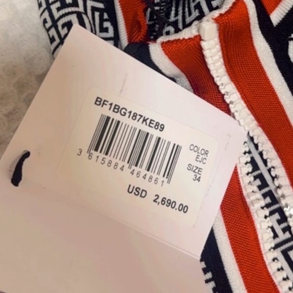 Balmain Navy and red Patterned Garment - Picture 2 of 4